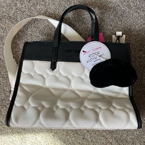 Betsey Johnson Black and White Quilted Satchel